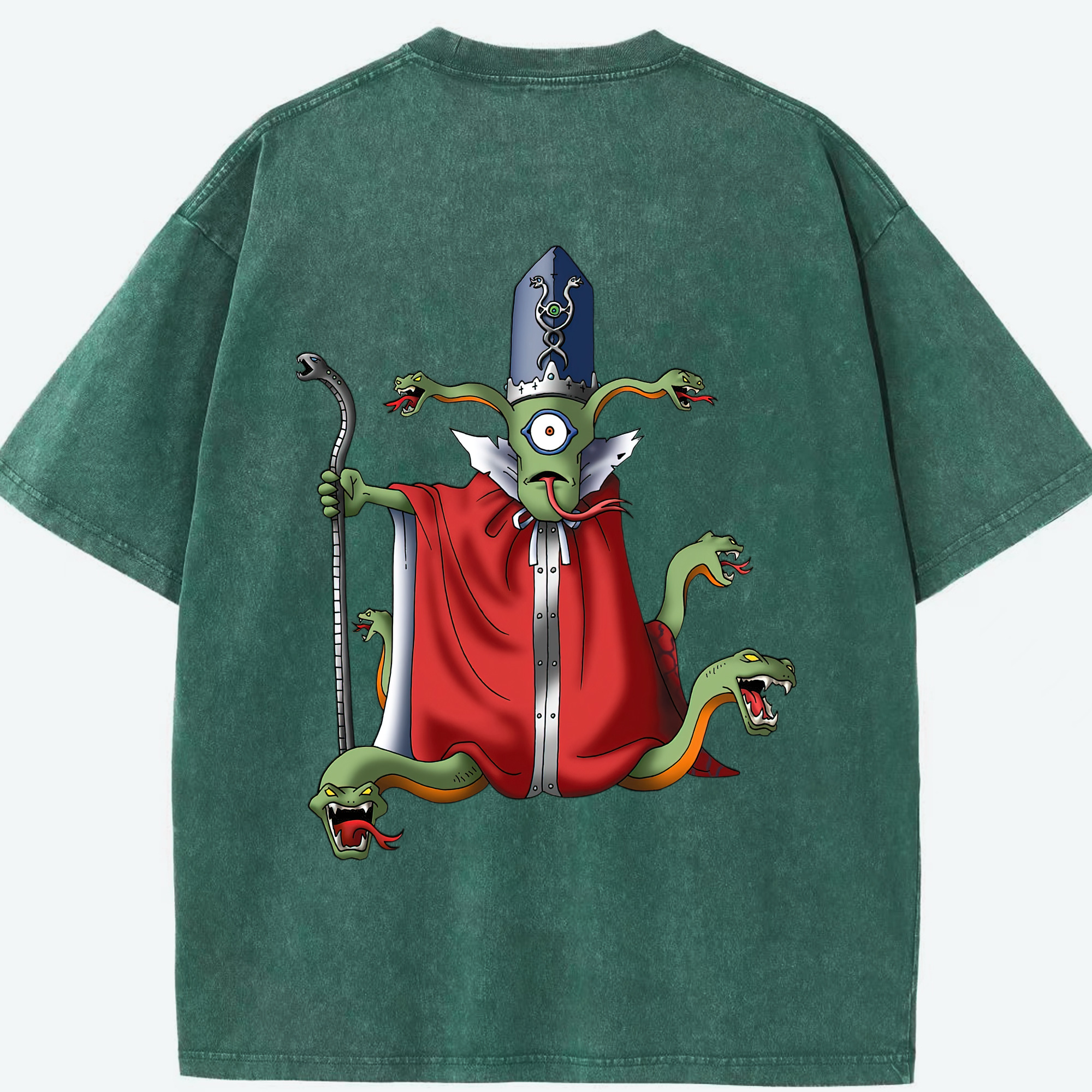 （画像用） ドラゴンクエスト Doragon Kuesuto Dragon Quest 綿100% ヴィンテージ風 半袖Tシャツ（背面プリント）